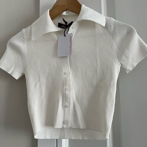 NWT!  White knit crop top junior medium